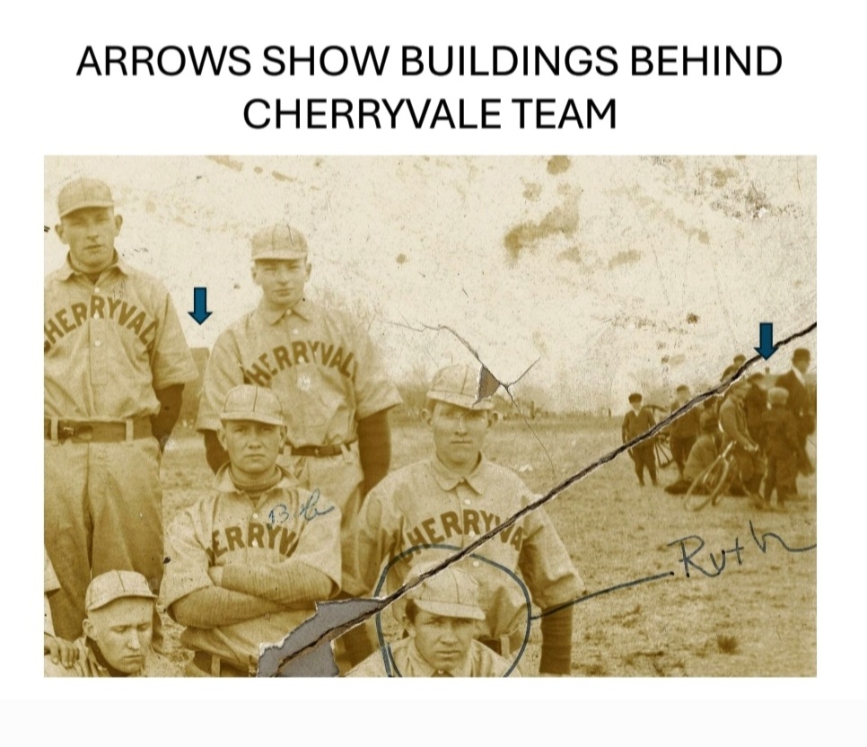 Buildings behind the team